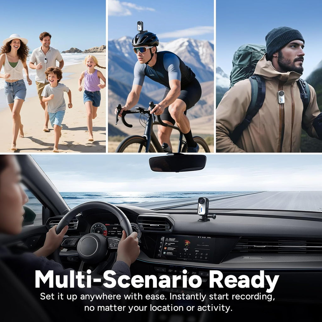 SJCAM C110+ 4K Mini Body Camera with 6-Axis Gyro Stabilizer,170° Wide Angle Magnetic POV Wearable Action Cam, 30M Waterproof, 64GB Card, Hands-Free Recording for Helmet, Motorcycle & Vlogging