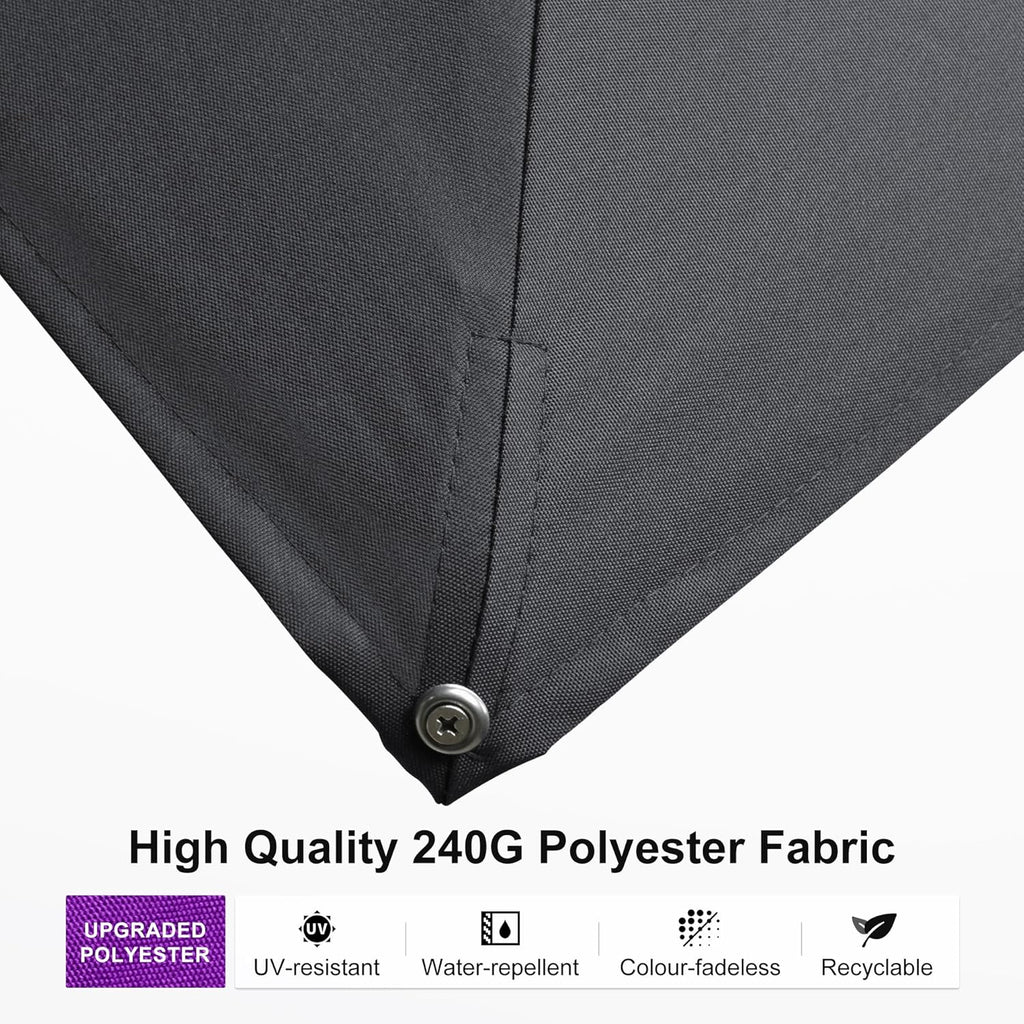 PURPLE LEAF 10' x 13' Rectangle Patio Cantilever Umbrella Large Hanging Umbrella Teak Finished Aluminum Frame Windproof Offset Outdoor Sun Umbrellas for Beach Pool Deck, Grey