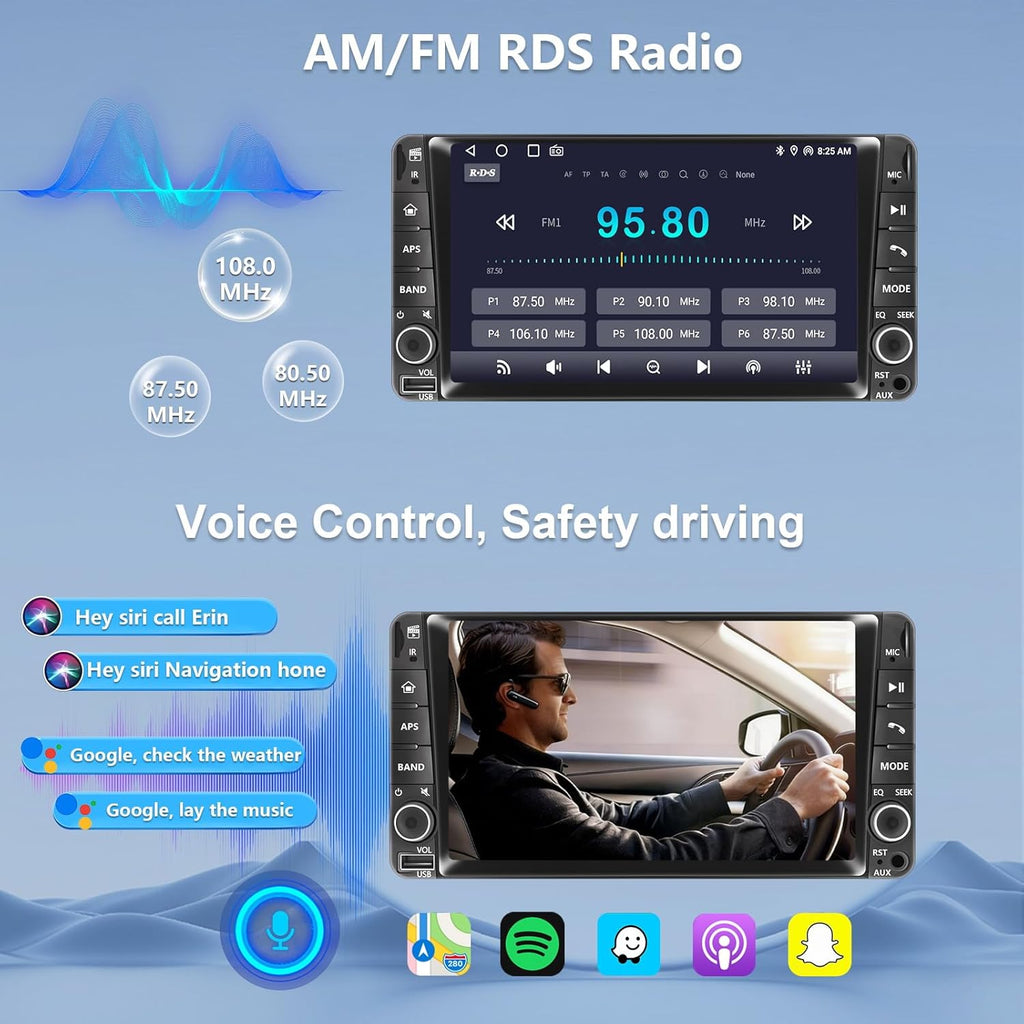 Plug&Play Car Radio for Toyota 4Runner 2003-2009,for Tundra 2003-2006, for Sequoia 2003-2007 .7 Inch IPS Touch Screen with Wireless CarPlay&Android Auto&Mirror Link Bluetooth AM/FM Backup Camera