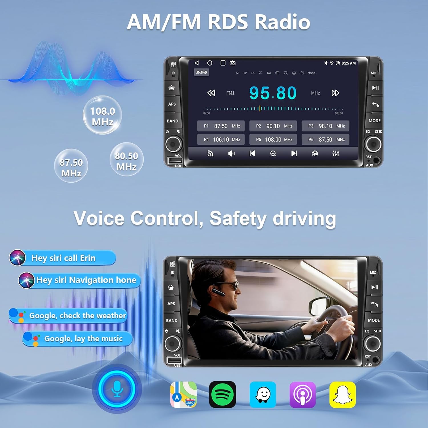 Plug&Play Car Radio for Toyota 4Runner 2003-2009,for Tundra 2003-2006, for Sequoia 2003-2007 .7 Inch IPS Touch Screen with Wireless CarPlay&Android Auto&Mirror Link Bluetooth AM/FM Backup Camera