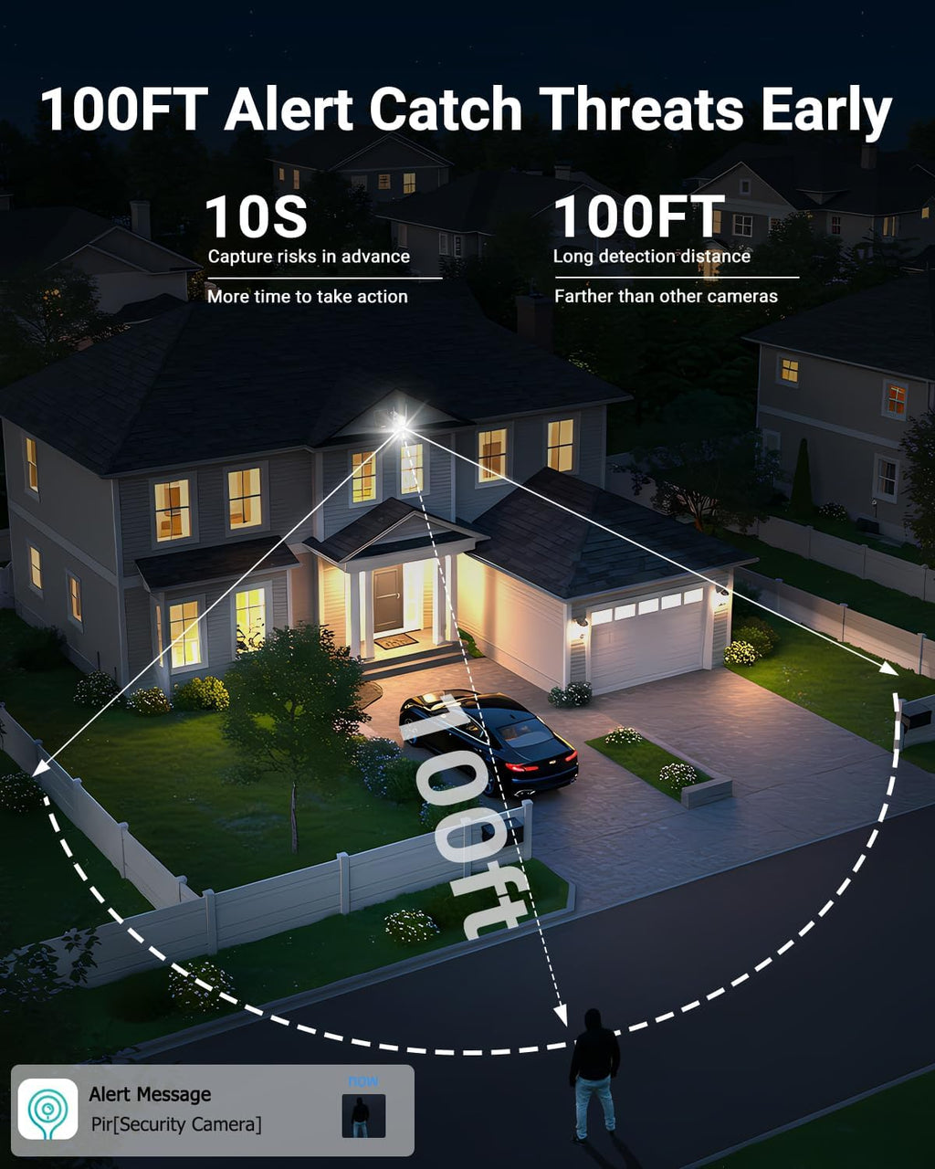 Solar Camera Security Outdoor - AOV 24/7 Recording Security Cameras Wireless Outdoor with 360° View, Human Auto Tracking, 2K Night Vision, Compatible with Alexa/Google Assistant (2 Pack)