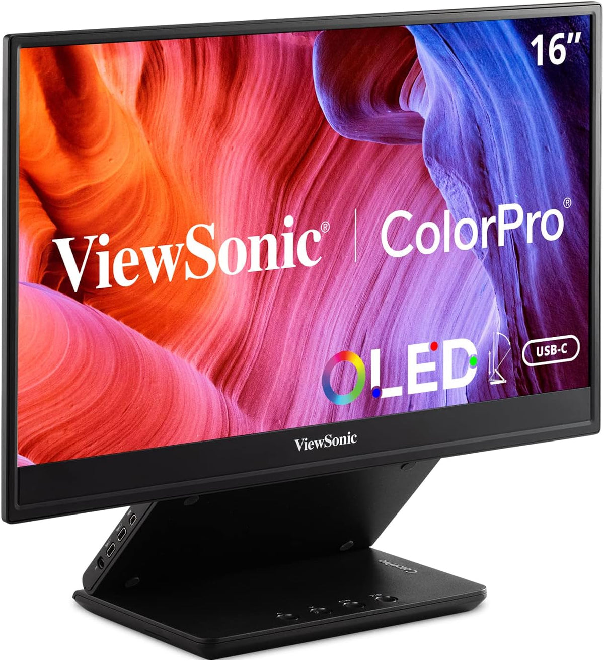 ViewSonic VP16-OLED 15.6" Portable 1080p OLED Monitor with 60W USB-C and mini-HDMI, and Ergonomic Stand(Renewed)