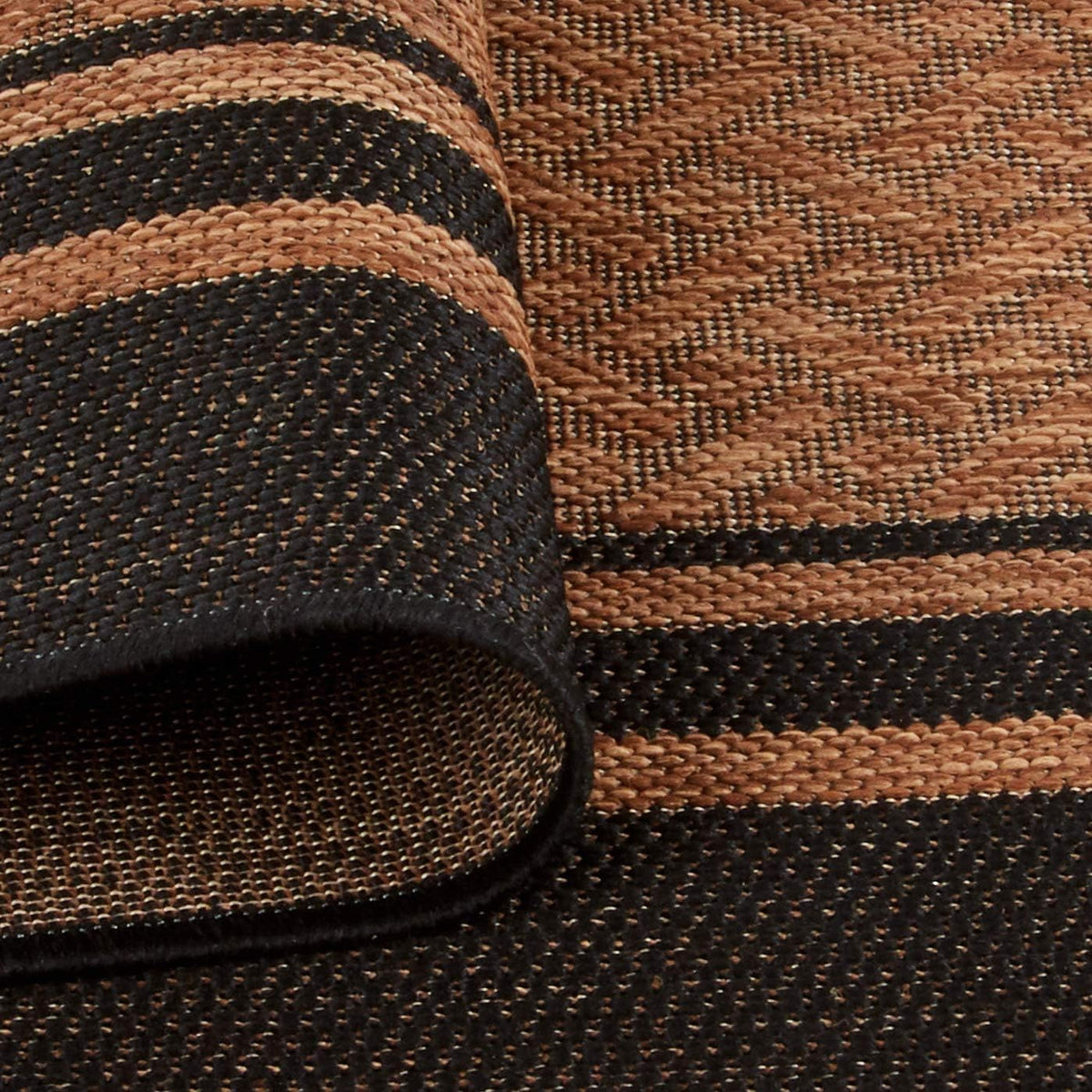 Gertmenian Indoor/Outdoor Flatweave Area Rug - 5x7 Standard, Stain & UV Resistant, Ideal For Deck, Patio, Poolside, Mudroom - Simple Border, Black Tan, 21490
