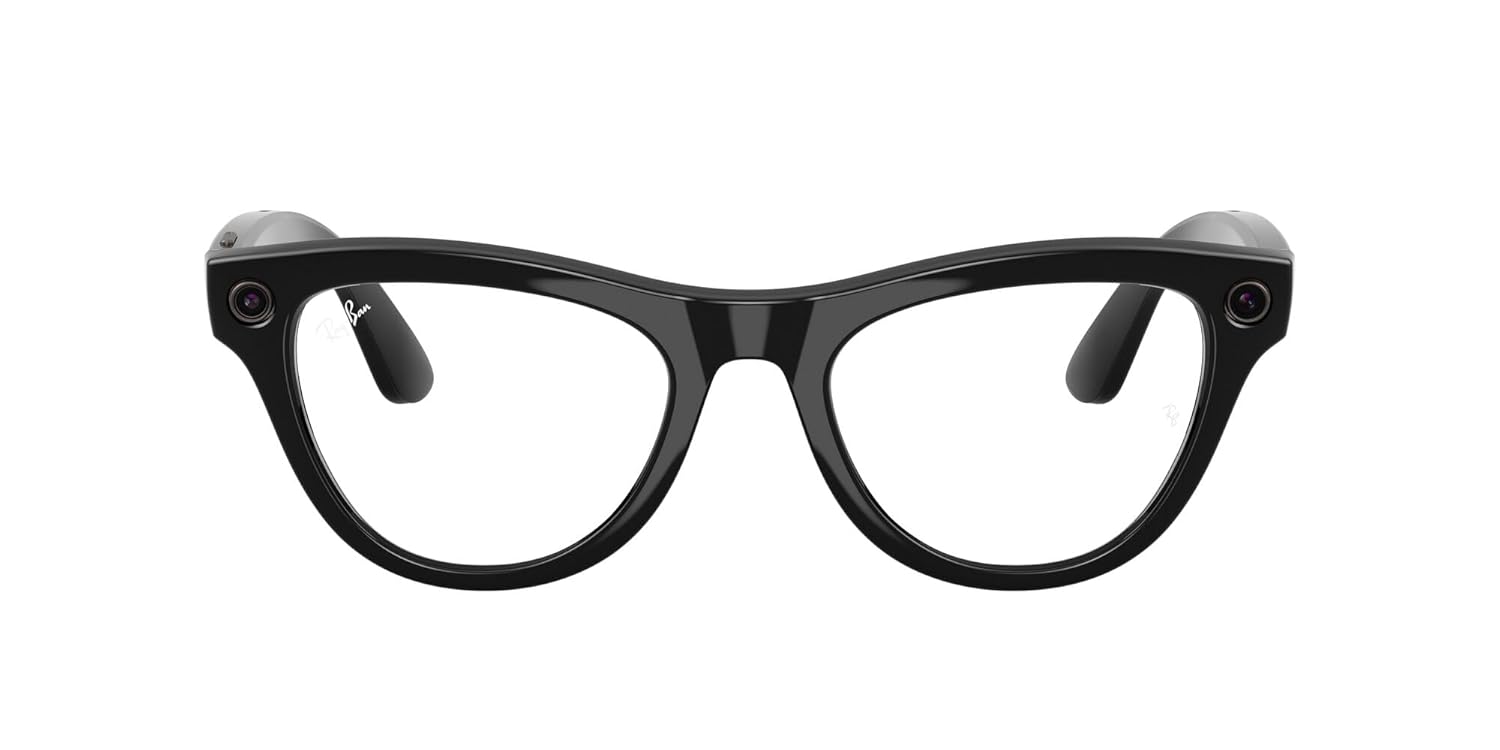 Ray-Ban Meta (Gen 2), Skyler, Shiny Black | Smart AI Glasses for Men, Women — 2x Battery Life — 3K Ultra HD Resolution — 12 MP Ultra-Wide Camera, Audio, Video — Transitions® Graphite Green Lenses