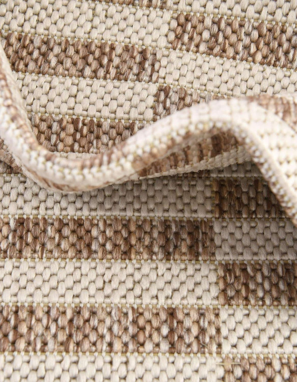 Unique Loom Outdoor Striped Collection Area Rug - Striped (10' x 14' 1" Rectangle Taupe/Ivory)