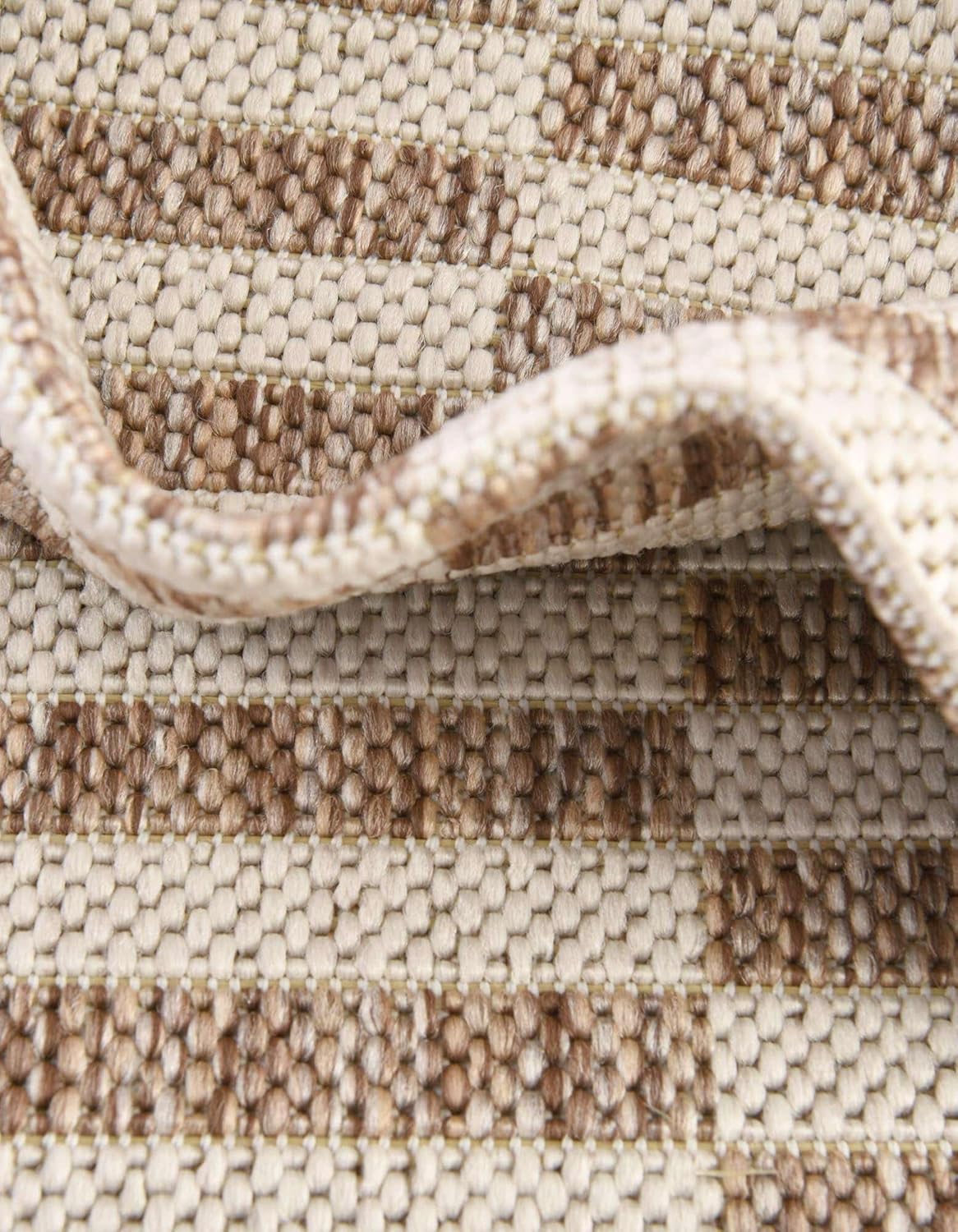 Unique Loom Outdoor Striped Collection Area Rug - Striped (10' x 14' 1" Rectangle Taupe/Ivory)