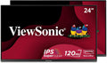 ViewSonic VA2456A-MHD_H2 Dual Monitor Pack Head-Only 1080p IPS Frameless Monitors with 120Hz, Eye Care, VESA Mountable, HDMI, DisplayPort, and VGA Inputs for Home and Office (Renewed)