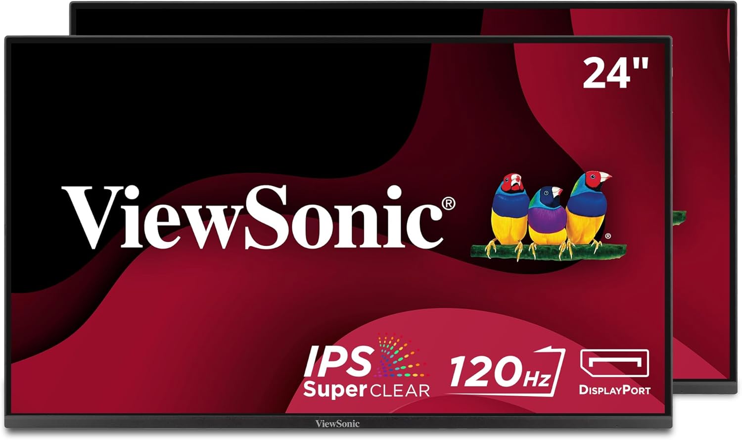 ViewSonic VA2456A-MHD_H2 Dual Monitor Pack Head-Only 1080p IPS Frameless Monitors with 120Hz, Eye Care, VESA Mountable, HDMI, DisplayPort, and VGA Inputs for Home and Office (Renewed)