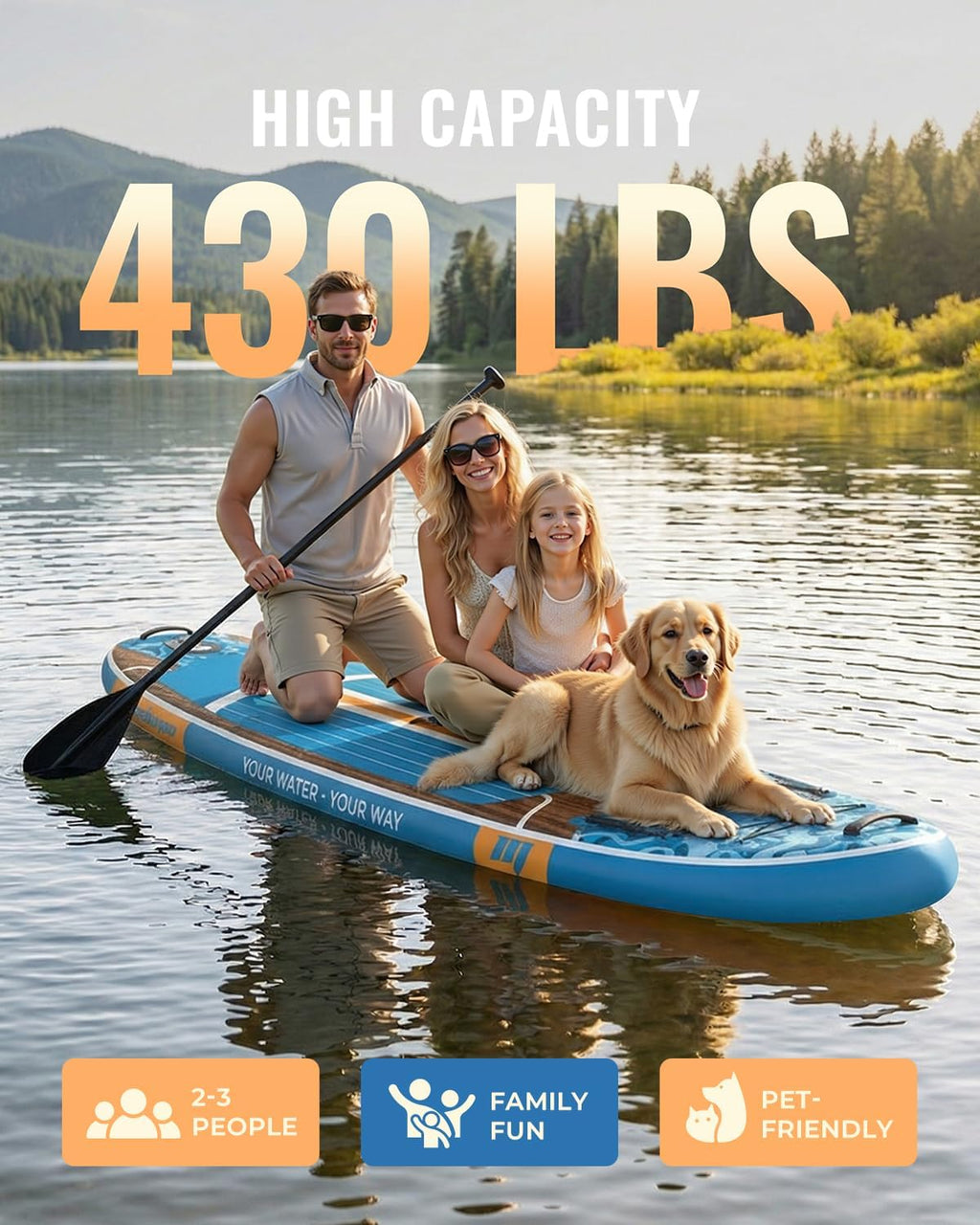 11ft Inflatable Stand Up Paddle Board, Wood Grain Ultra Lightweight SUP, 430lb Capacity for Adults Youth Family, for Fishing Surfing Camping, Includes Backpack & Pump