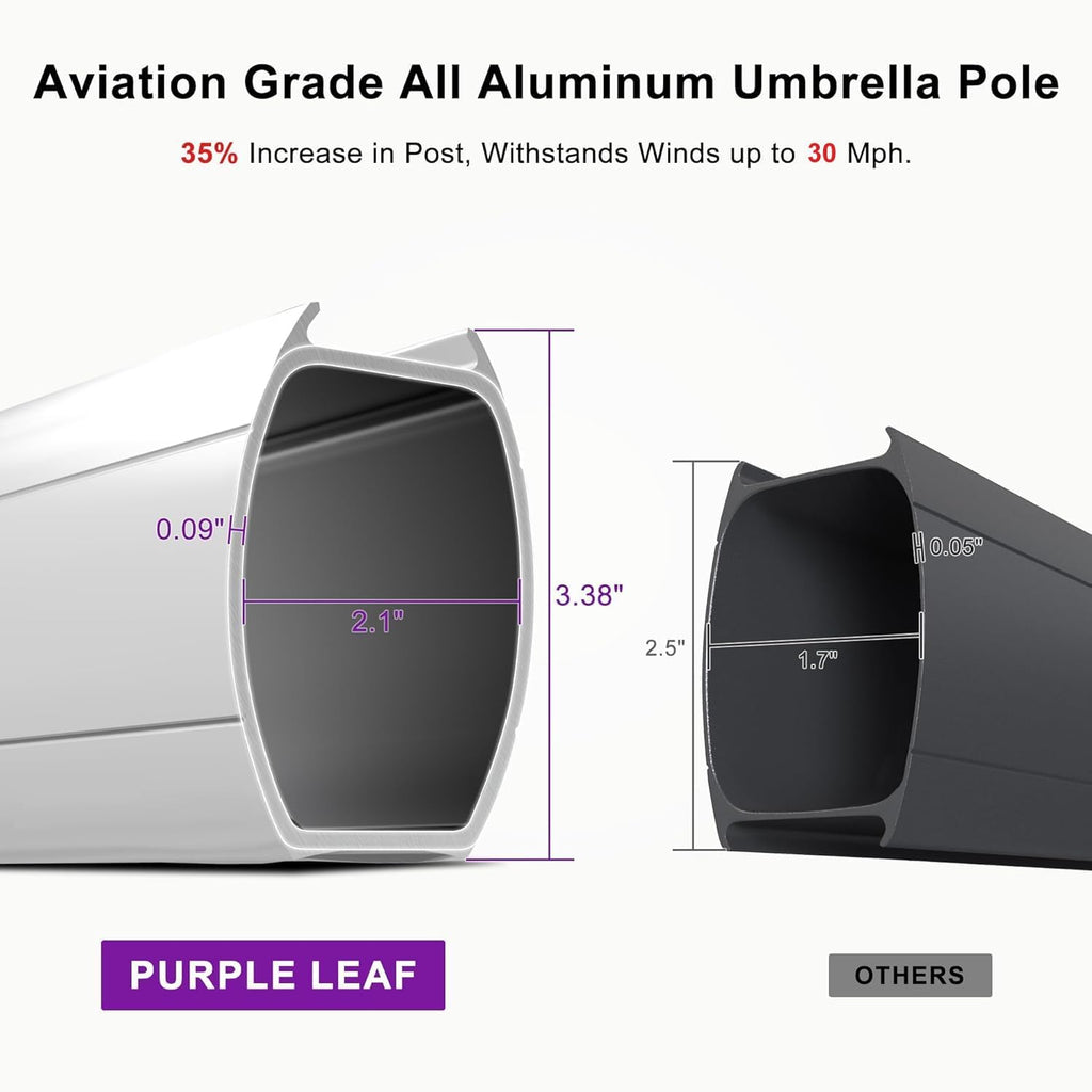 PURPLE LEAF Patio Umbrella 10ft Outdoor Square Umbrella Large Cantilever Umbrella Windproof Offset Heavy Duty Sun for Garden Deck Pool Patio, Terra