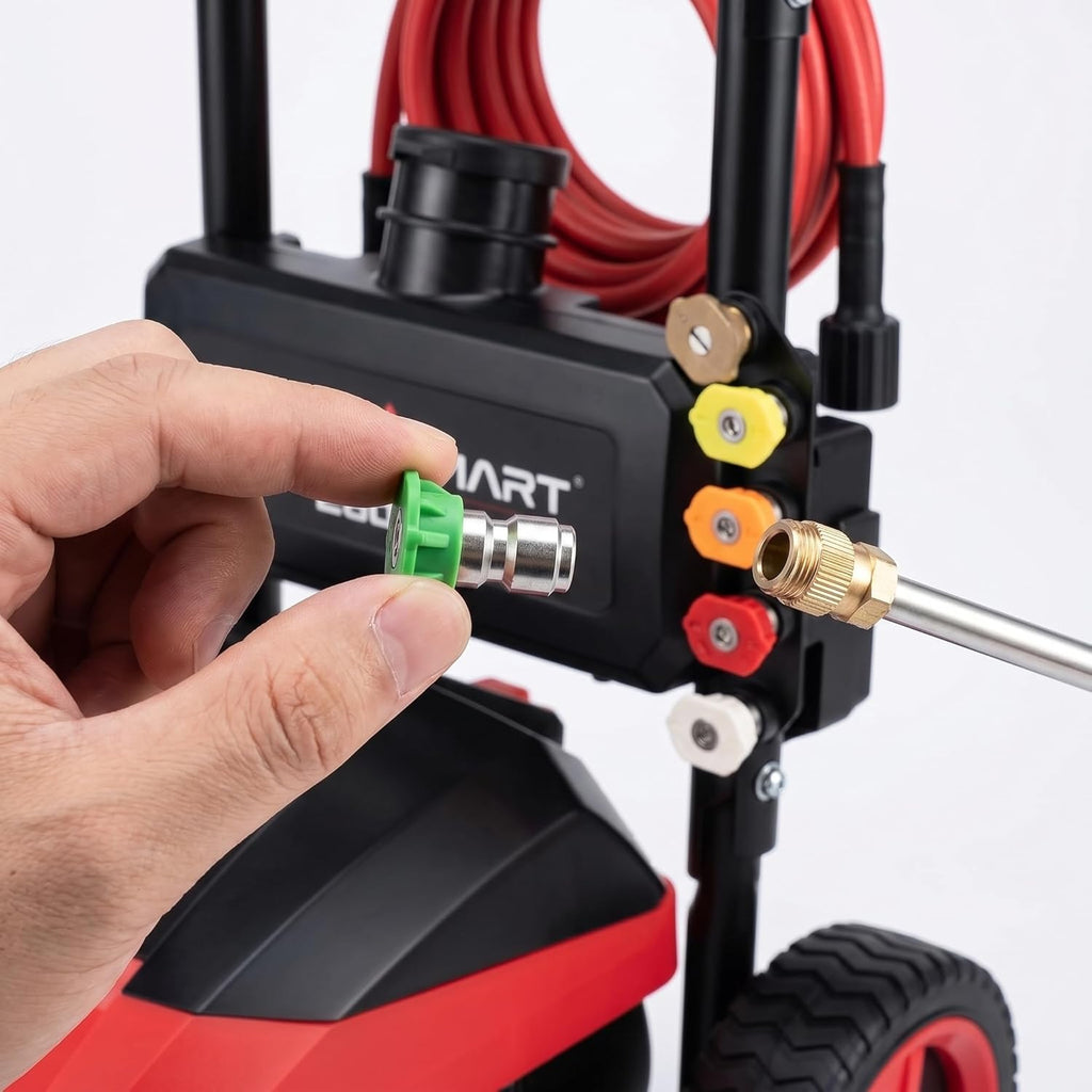 PowerSmart 3000 PSI Max Electric Pressure Washer-1.2 GPM Brushless Motor Power Washer with 5 Nozzles, GFCI Protection, 8” Wheels and Soap Tank, for Car, Patio, Fence, Driveway Cleaning