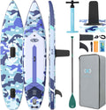 ZLX 11'6" Extra Wide Inflatable Paddle Board, Touring Stand Up Paddleboard, Fast-Tracking SUP for Long-Distance, Stable Center Fin, Portable Backpack & Accessories for Adults, 500lb/3 People/Family