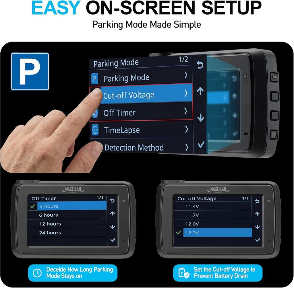 Magellan Dash Cam Front and Rear, 4K+4K Dual Dash Camera for Cars, STARVIS 2 Night Vision, Free 24H Parking Mode Hardwire Kit, Built-in Wi-Fi, GPS, 128GB SD Card Included (DR52)