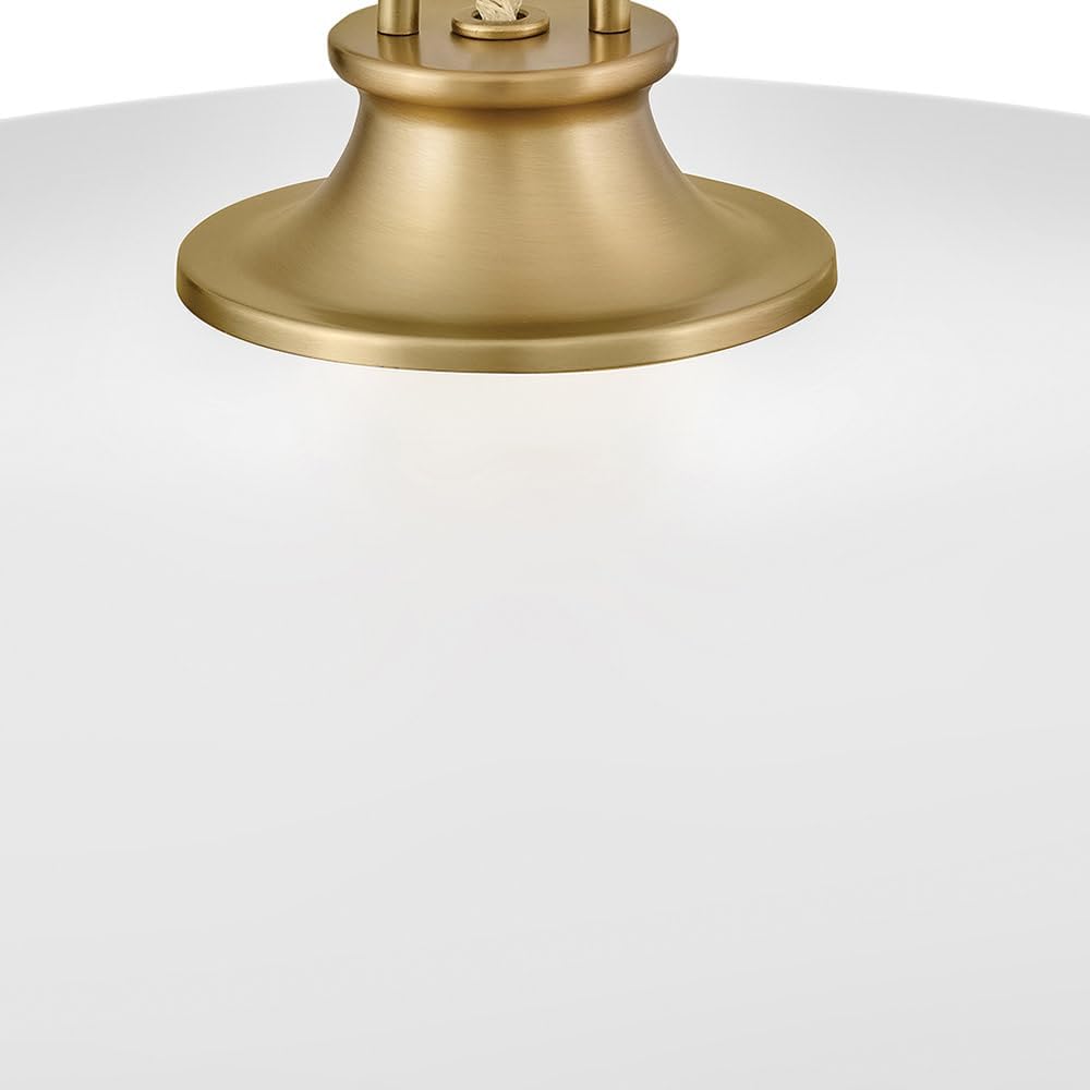 Hinkley Sadie 24" Dome Chandelier, Two Tone Saucer Shade, Transitional Pendant, Adjustable Height for Dining Room or Kitchen, Chalk White with Lacquered Brass Accents