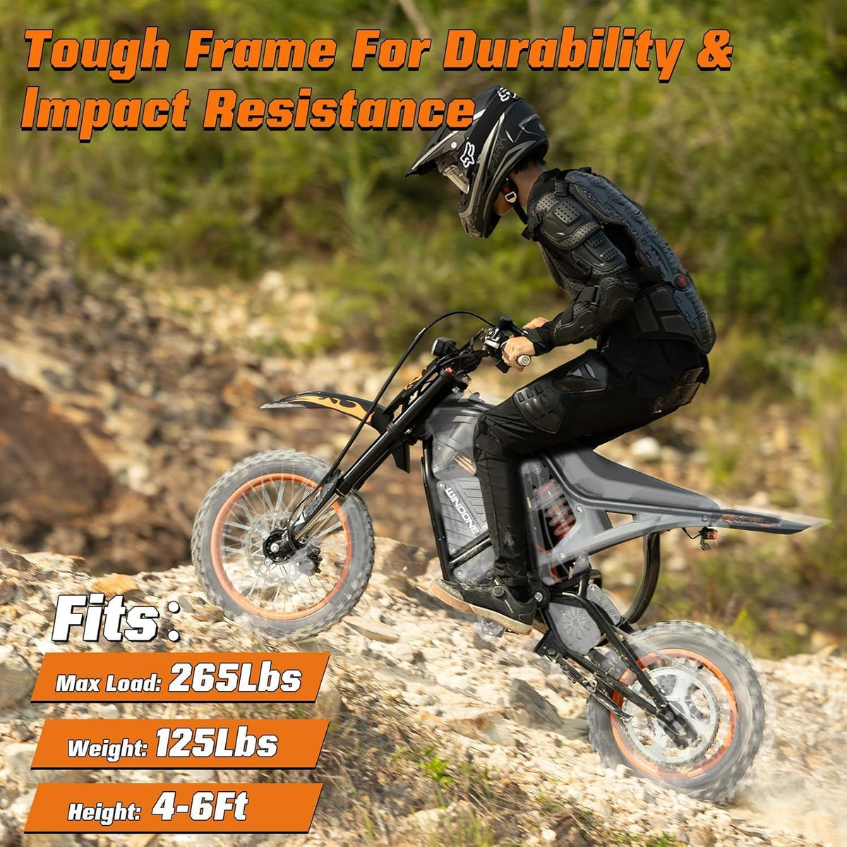 RM7 Electric Dirt Bike for Adults & Teens, 2200W Peak Ebike, 48V 22.5Ah, 37 MPH, 45 Miles, 14"/12" Tire Off-Road Electric Motorcycle, Dual Hydraulic Brakes, Fit Age 13+