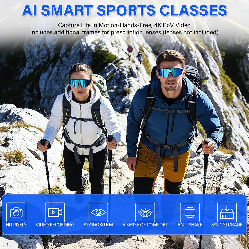 AI Smart Glasses with Open Ear Speaker, 5.4 Bluetooth,Voice Assistant Compatible,Real-Time Translation,Auto Color-Changing Lenses for Business&Outdoor Activities,Model v06