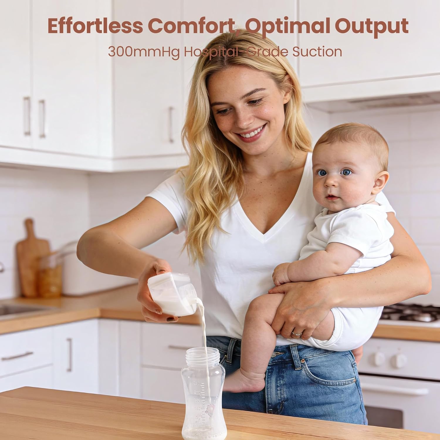 Heated Wearable Breast Pump Hands-Free, Portable Electric Breastfeeding Pump, 4 Modes & 9 Levels, Innovated Heating Tech with Strong Battery & Hospital-Grade Suction, 19/21/24mm Flange Inserts