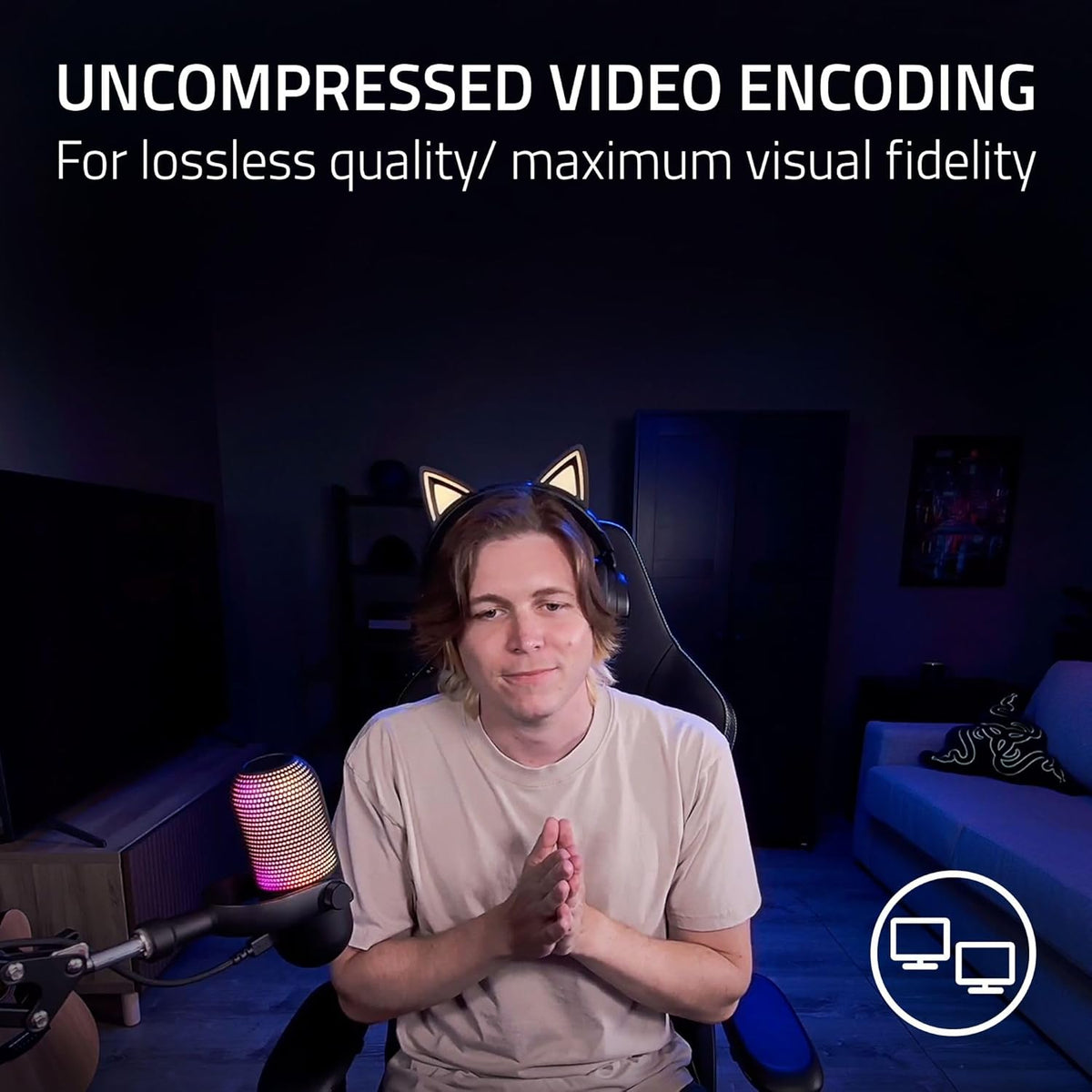 Razer Kiyo V2 Streaming Webcam: 4K 30 FPS, 1080p 60 FPS - AI Powered Auto-Framing - Built-in Microphone - Ultrawide Angle Lens - Privacy Cover - Works with OBS, Xsplit, Discord, Zoom, Teams - Black