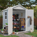 Patiowell 6 x 4 FT Plastic Outdoor Storage Shed with Floor, Resin Outside Sheds with Window, Garden Tool Shed with Lockable Door for Patio Storage, Backyard, Light Gray