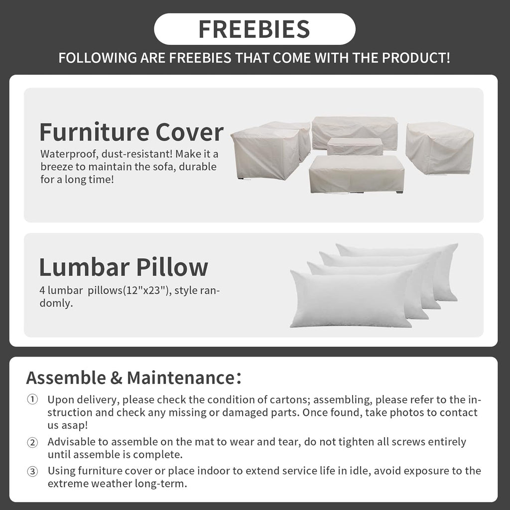 Rattaner Patio Furniture Sets 7 Pieces Outdoor Furniture Sectional Patio Couches Set with Storage Table Light Grey Cushions