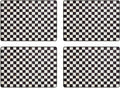 MACKENZIE-CHILDS Set of 4 Cork-Back Placemats, Hard-Finish Table Mats, Black-and-White Courtly Check