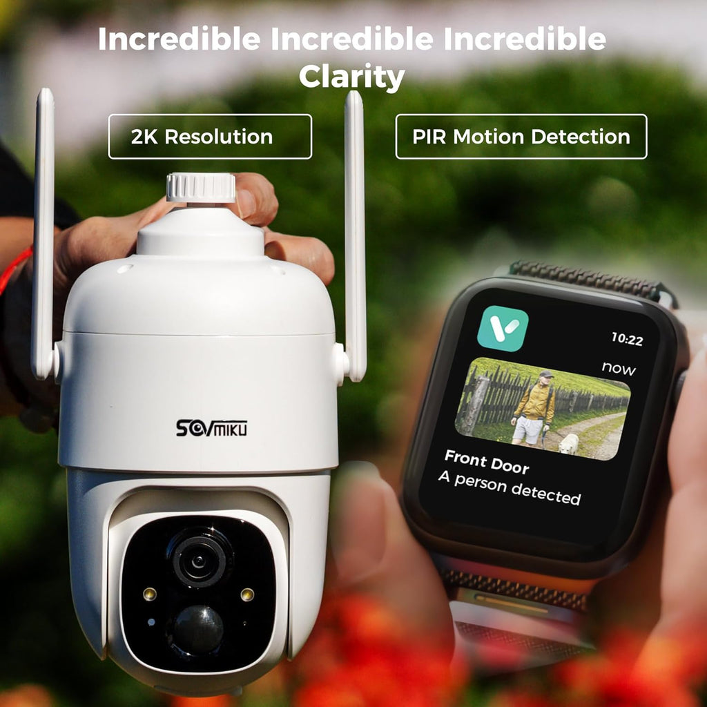 Vicohome 4CQ1 AI 2K Solar Security Camera Wireless Outdoor, Battery Powered,Two Way Audio,Motion Detection, 360° View,Easy to Setup,Color Night Vision,Audible Flashlight Siren,180 Days Care Plan
