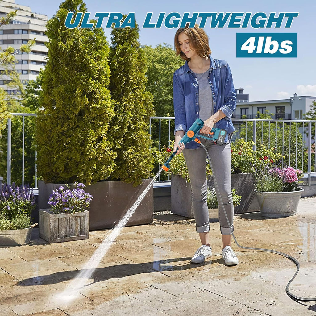 6000mAh Portable Cordless Washer, Brushless Battery Operated, Handheld Car Washer with 6-in-1 Nozzle Battery Charger,Lightweight Washer Cleaning Tool with Foam Pot for Patio Boat Fence