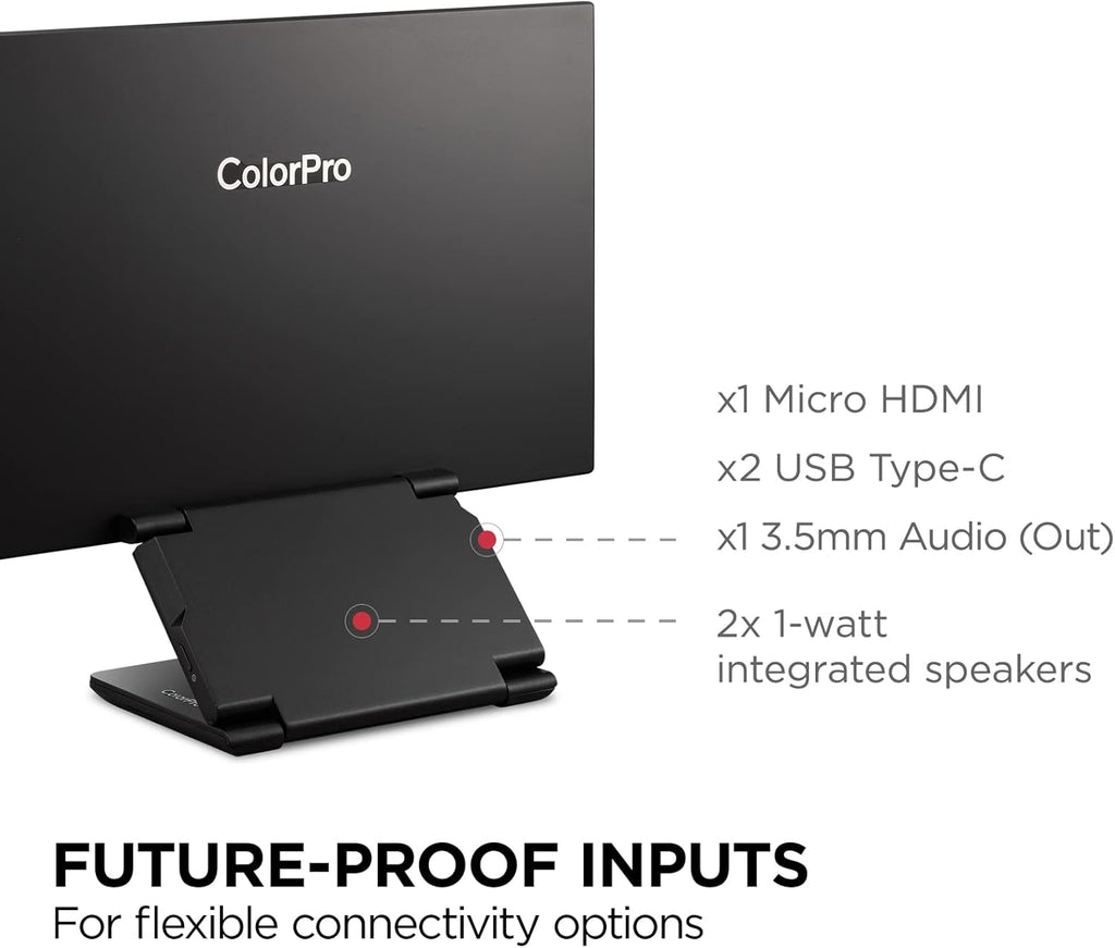 ViewSonic VP16-OLED 15.6" Portable 1080p OLED Monitor with 60W USB-C and mini-HDMI, and Ergonomic Stand(Renewed)