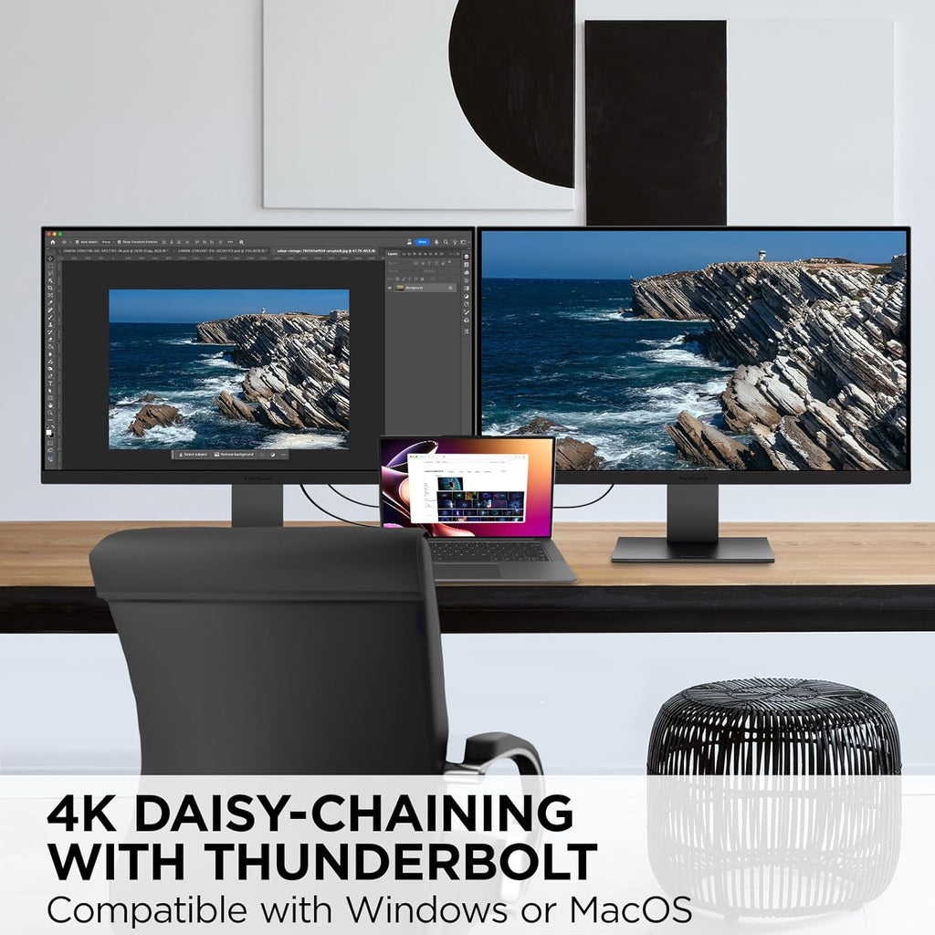 ViewSonic VP3276T-4K 32 Inch 4K ColorPro Monitor, IPS Display with 100% sRGB and Pantone Validated for Mac Studio and MacBook Pro, Advanced Ergonomics, Thunderbolt 4, HDMI, and DisplayPort Inputs