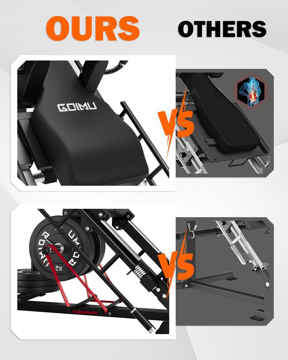 Leg Press Hack Squat Machine with Back Support Cushion, 3 in 1 Adjustable Leg Press Machine with Quad Track Roller System, Hack Squat Machine