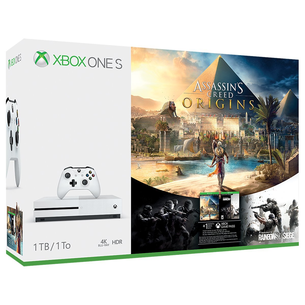 Xbox One S 1TB Console - Assassin's Creed Origins Bonus Bundle Discontinued (Renewed)