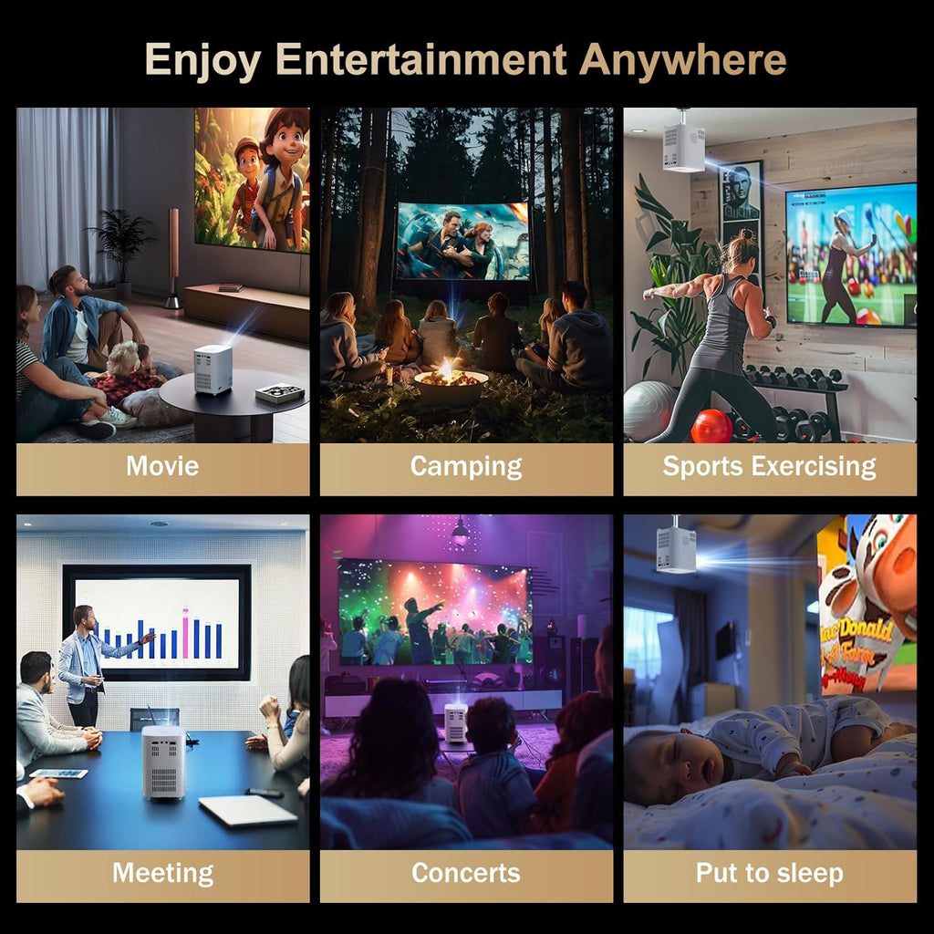 Electric Focus Projector with WiFi and Bluetooth, Native 1080P 15,000 Lumens 4K Supported, Agreago Outdoor Movie Projector for Home Theater UP to 300", for iOS/Android/TV Stick/HDMI/USB (White)