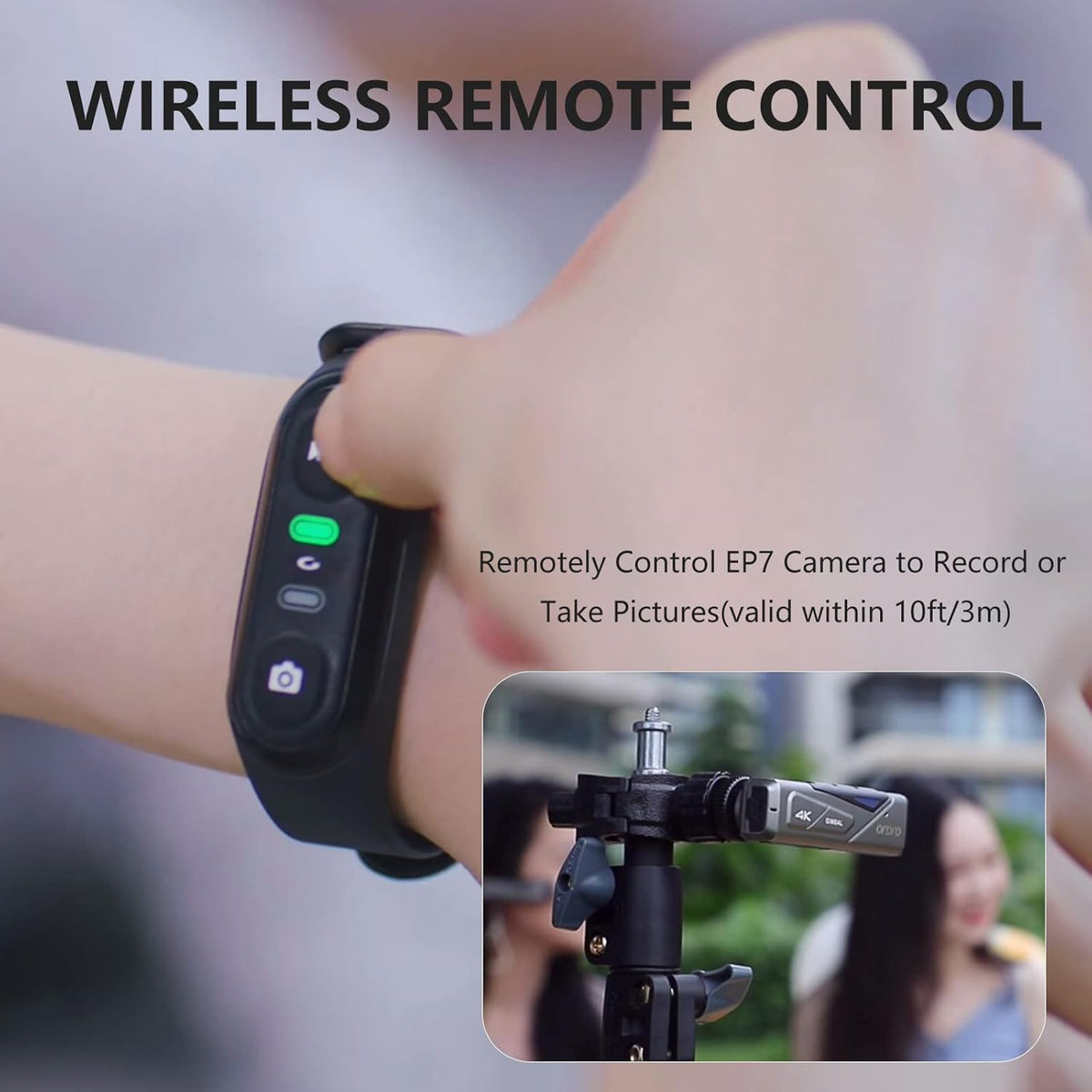 ORDRO EP7 4K Video Camera, Head Mounted Camera Vlog Camcorder, 4K 60FPS Wearable Vlogging Camera with 64G Micro Card, Build-in 1000mAh Rechargeable Battery