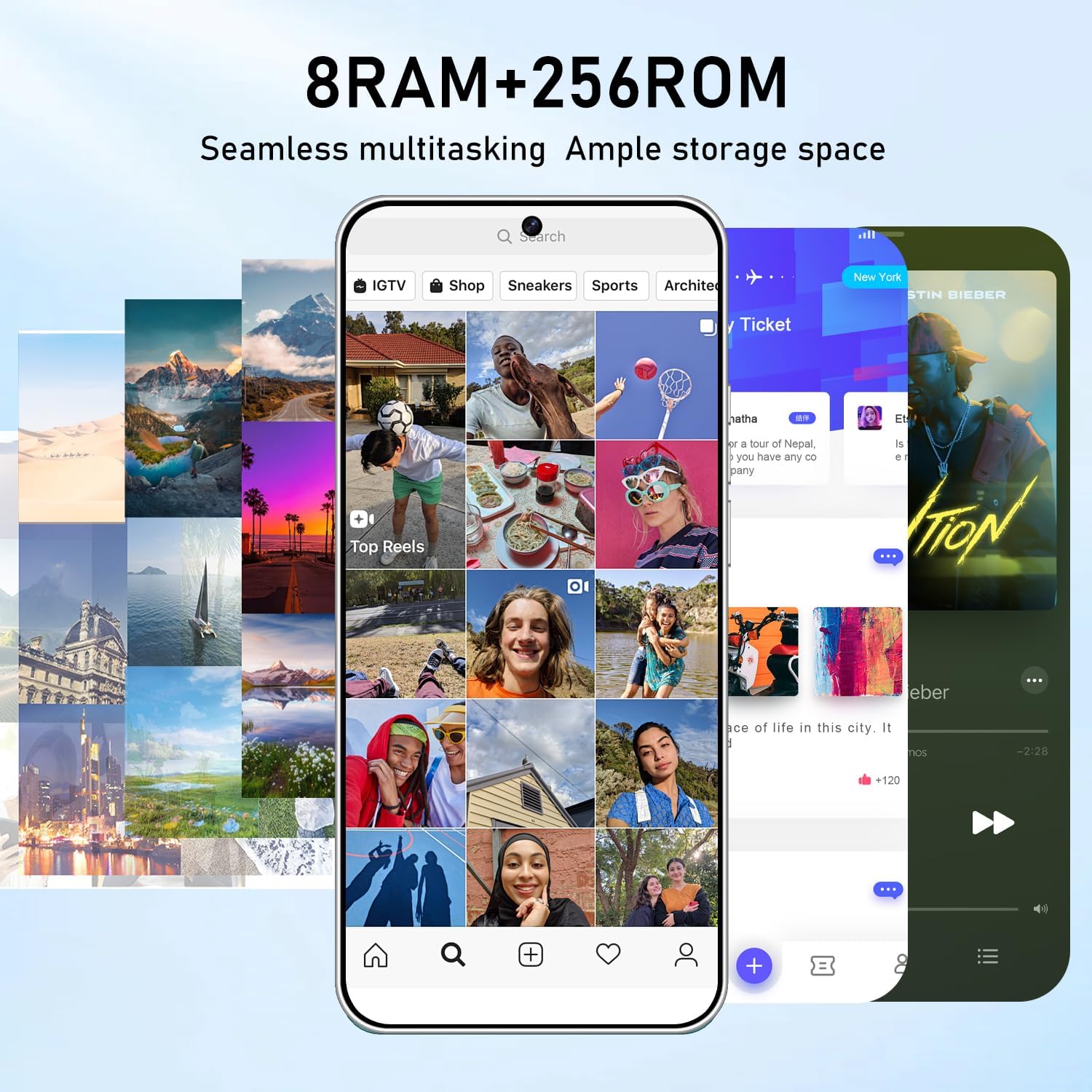 Unlocked Phone I25 Ultra 8-core 8GB+256GB Cell Phone 6.8-inch HD Screen 50MP+24MP Camera 6800 mAh Extra Large Battery 4G Dual SIM (Light Purple)