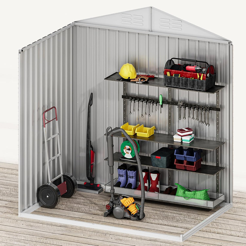 DWVO 6x4ft Metal Outdoor Storage Shed, Lockable Tool Storage Sheds, Oversized Steel Garden Sheds with Sloped Roof for Backyard, Patio, Garage, Lawn, Dark Gray