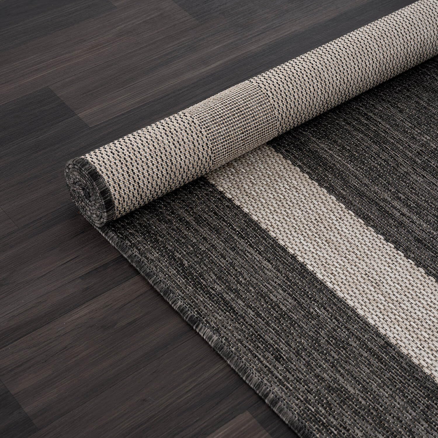 CAMILSON Outdoor Rug 9x12, Large Modern Outside Rugs for Patios Porches Waterproof Durable Washable Non-Shedding, Easy-to-Clean Indoor Outdoor Area Carpet (9 x 12, Bordered - Dark Gray/Light Gray)