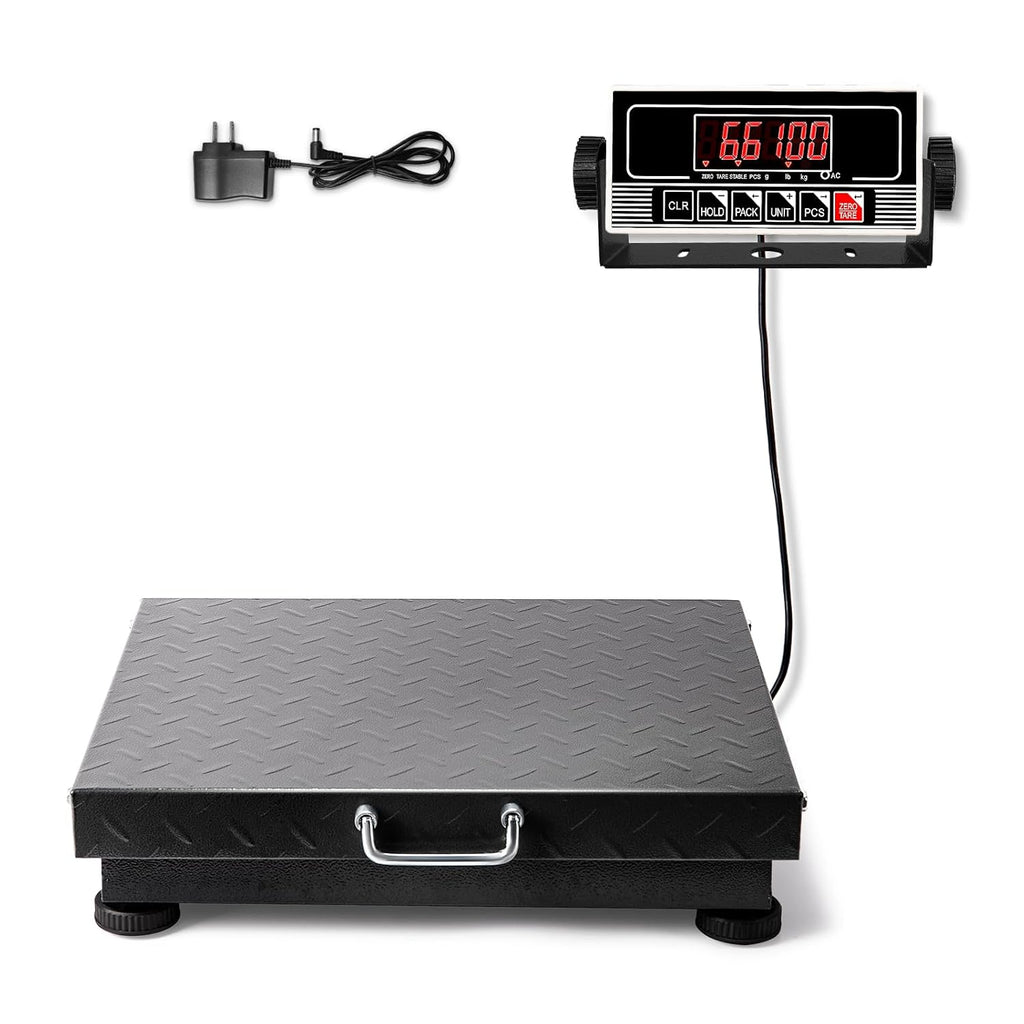 Heavy Duty Postal Scale, 660lb/0.1lb High Accuracy Shipping Scale with Carbon Steel Large Platform, LB/KG, Counting, Tare & LED, Lithium Batteries & Chargers for Small Business Warehouses etc
