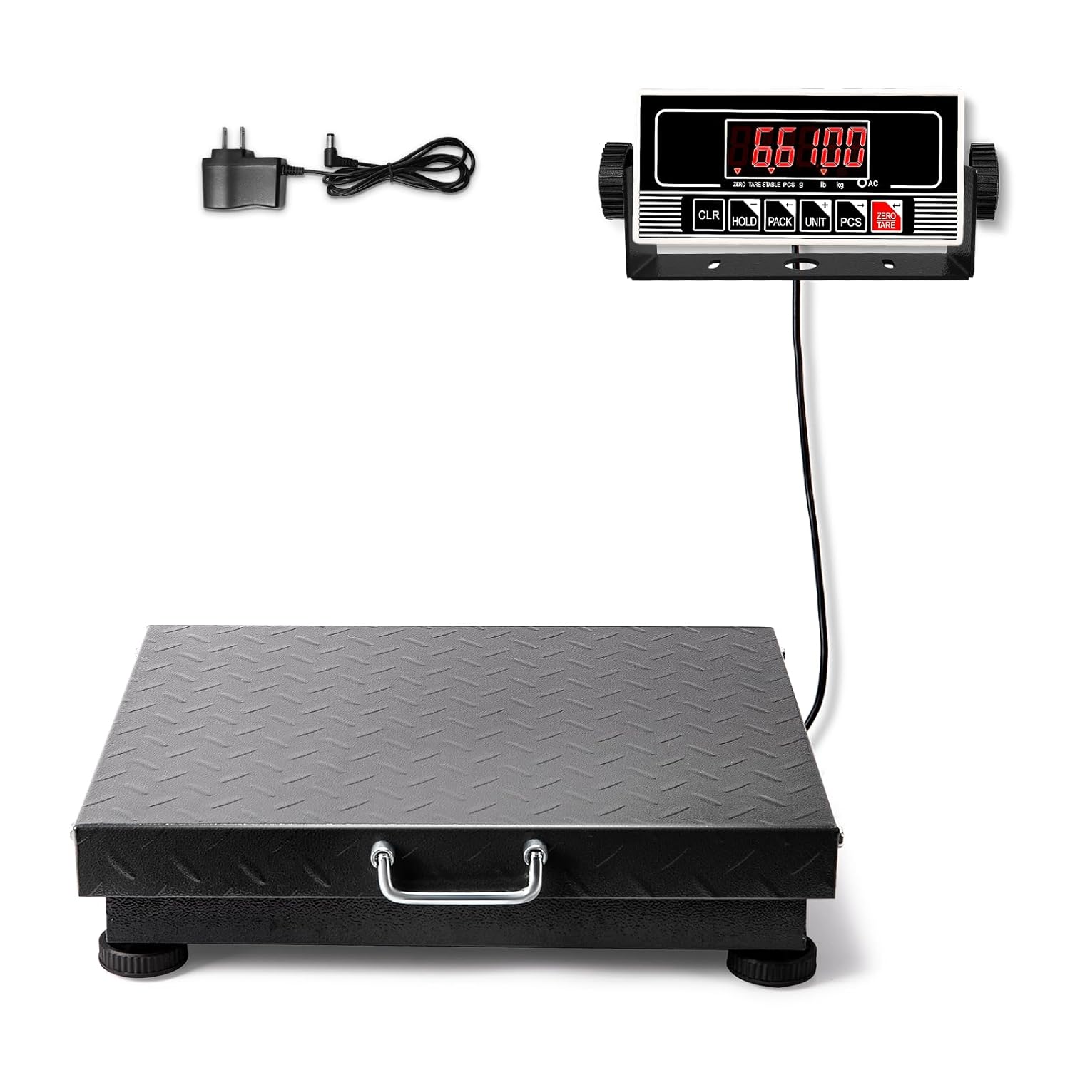 Heavy Duty Postal Scale, 660lb/0.1lb High Accuracy Shipping Scale with Carbon Steel Large Platform, LB/KG, Counting, Tare & LED, Lithium Batteries & Chargers for Small Business Warehouses etc