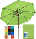 EliteShade USA 10-Year-Non-Fading 9ft Market Patio Umbrella, Commercial Grade Table Sun Umbrella with 80 Solar LED Lights, Crank Open, Windproof & UPF 50+ UV Protection for Garden, Deck, Pool, Backyard, Macaw Green