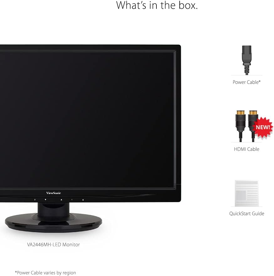 ViewSonic VA2446MH-LED 24 Inch Full HD 1080p LED Monitor with HDMI and VGA Inputs for Home and Office,Black