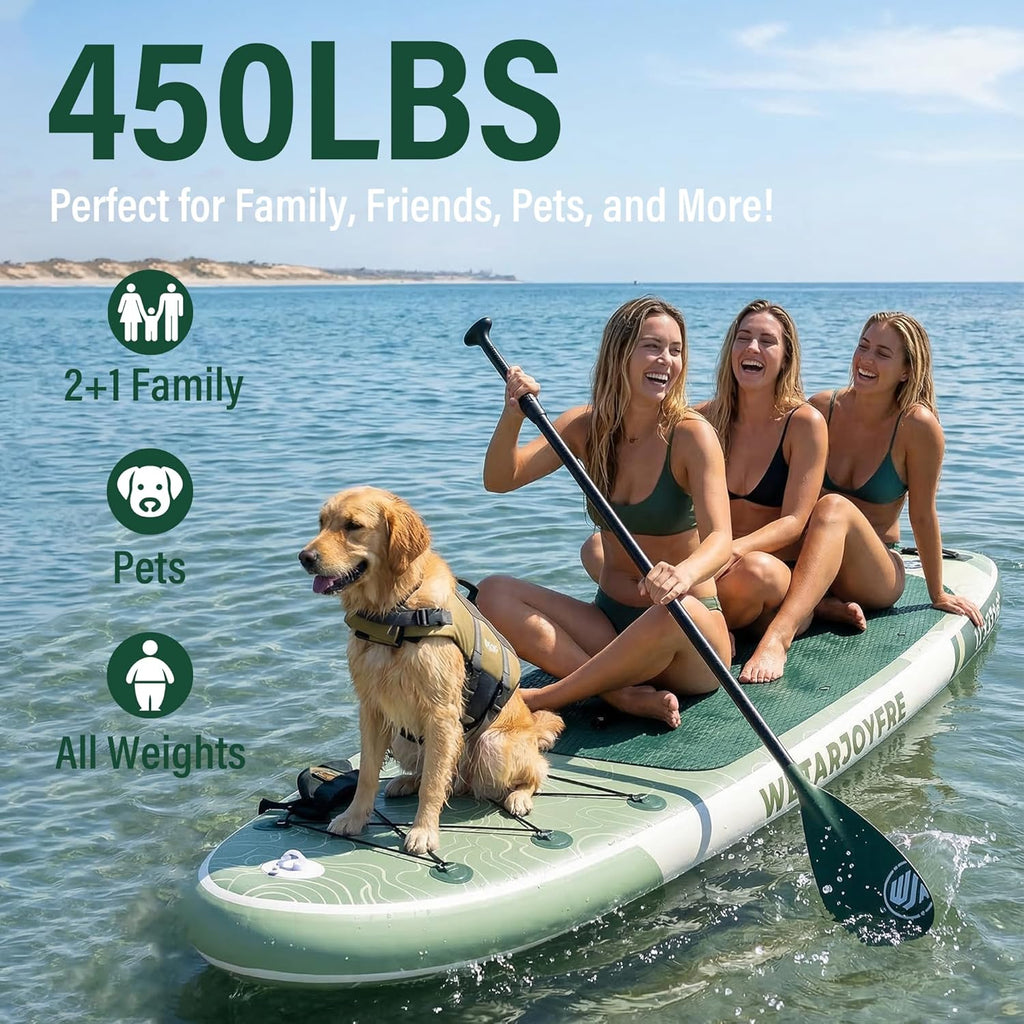 Inflatable Paddle Board SUP Board for Adults, Ultra-Light Stand Up Paddleboard with 450Lbs Capacity, Non-Slip Deck & Complete Accessories for Youth & Pets