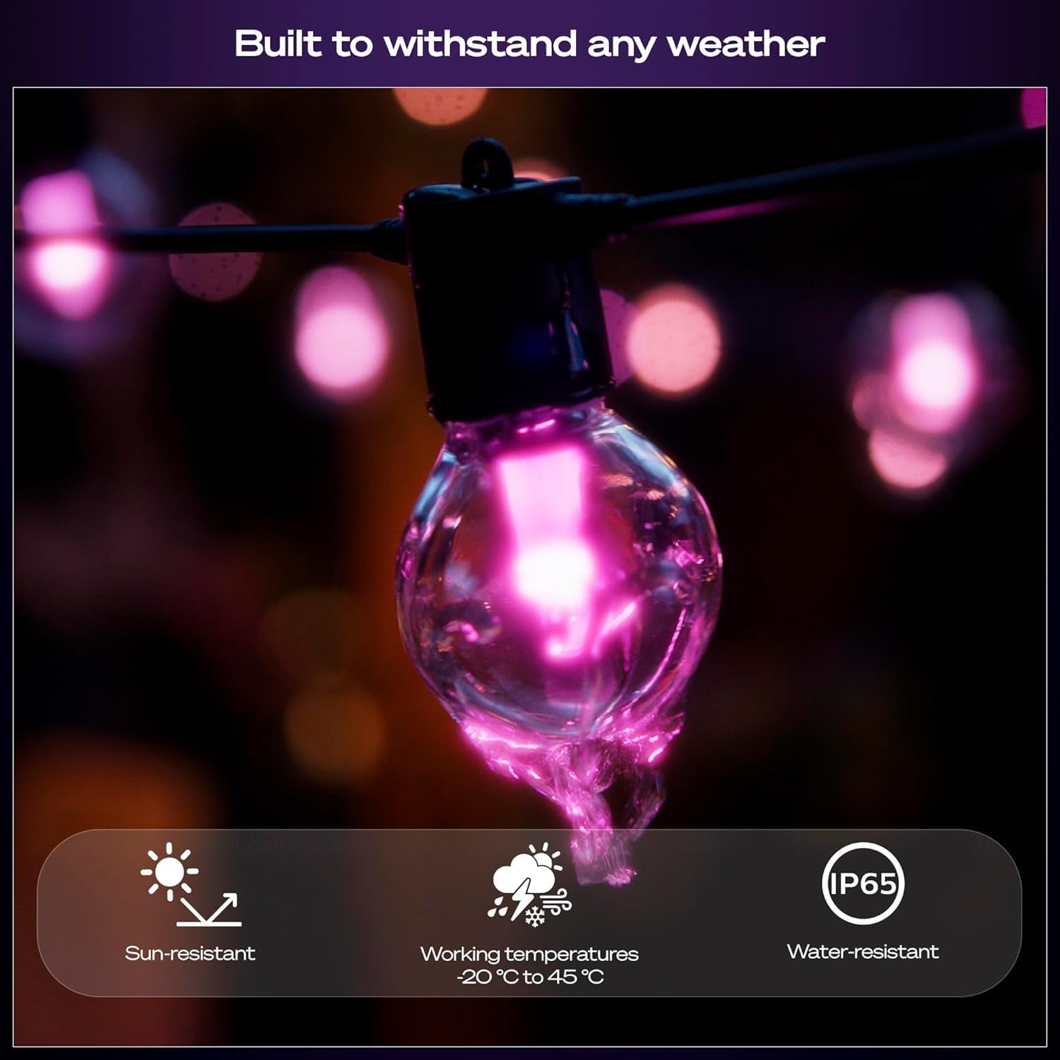 Philips Hue Festavia Globe Outdoor String Lights, White & Color Ambiance, 45ft,16 Bulbs, Dimmable, Control with Hue App or Voice, Bridge Required