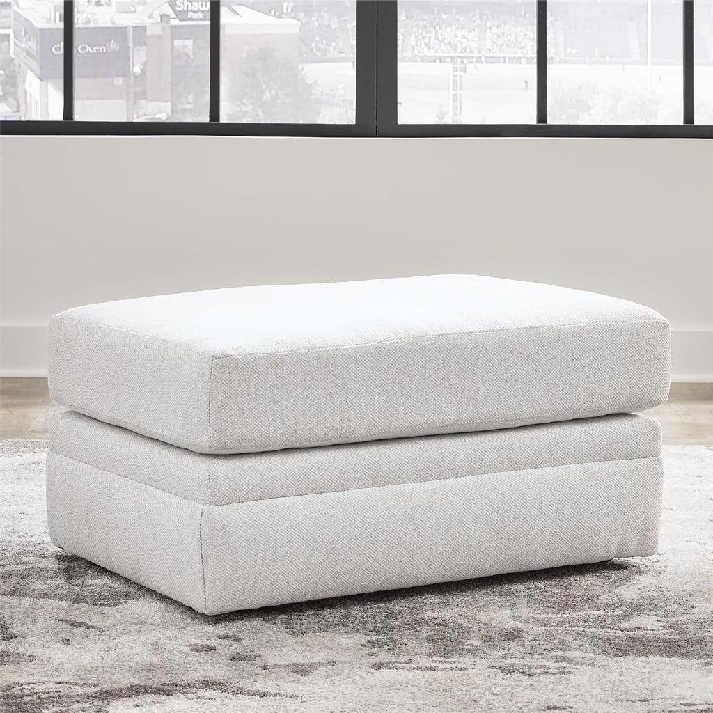 Signature Design by Ashley Maitelynn Casual Upholstered Ottoman, White