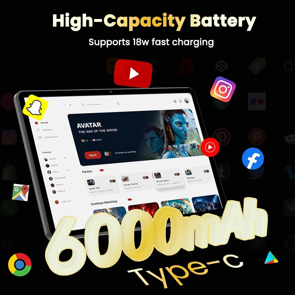 Android 15 Tablet,10 inch Tablets, Octa Core CPU, 12GB+64GB+512GB Expansion, 1280x800 Display Screen, Wi-Fi6, Dual Camera, 6000mAh Battery Tablet PC,Widevine L1 Google Kids Space