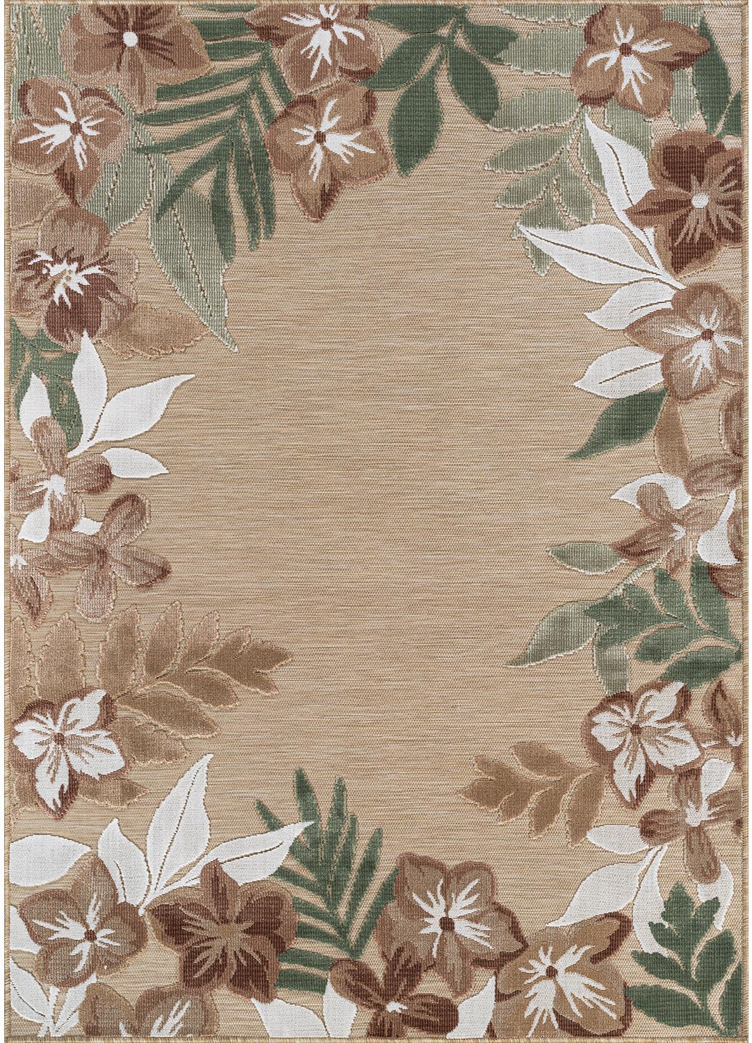 Outdoor Rug 9x12 Washable Area Rugs Indoor Outdoor Carpets Beige Border Floral Non Shedding Waterproof Easy Clean Patio Deck Porch Living Room Bedroom Garden RV (9 X 12 Beige)