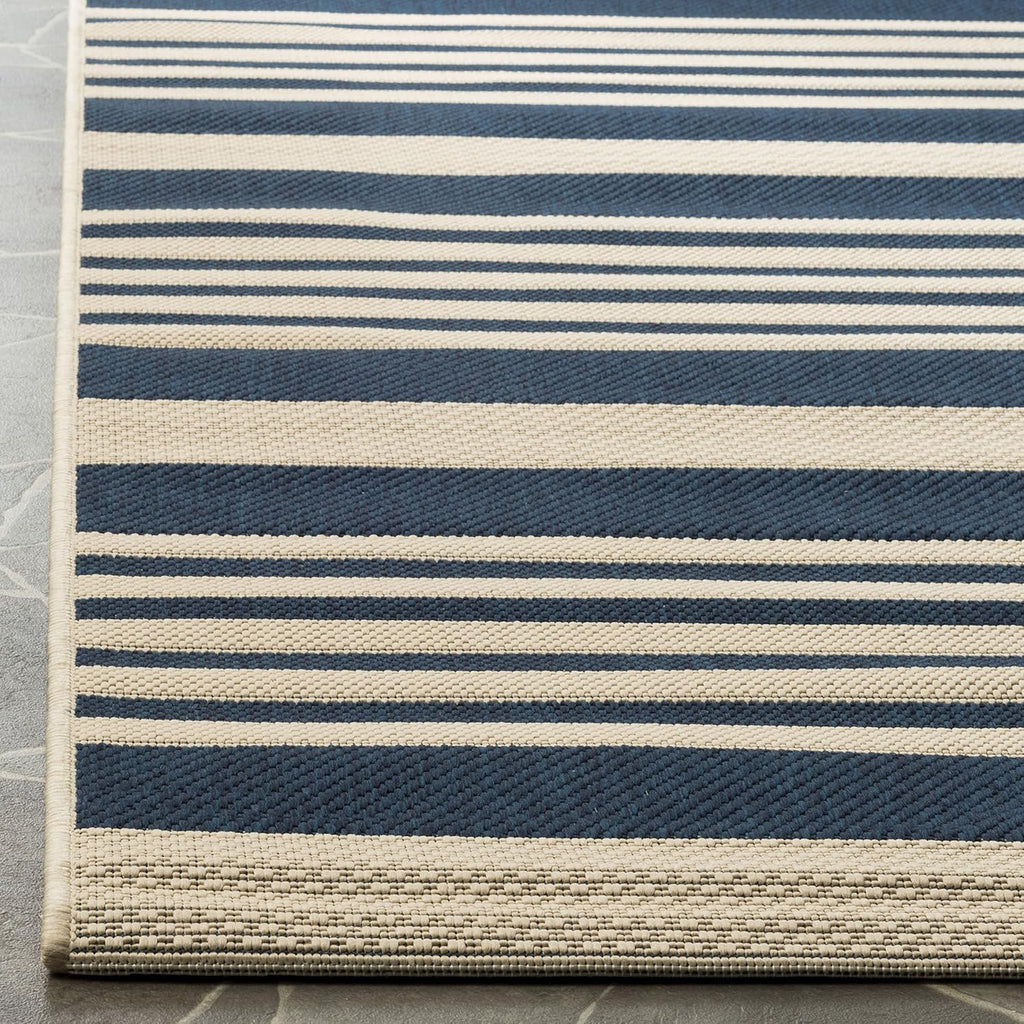 SAFAVIEH Courtyard Collection 8' x 10' Navy/Beige CY6062 Stripe Indoor/ Outside Waterproof Easy cleansingPatio Backyard Mudroom Area Mat