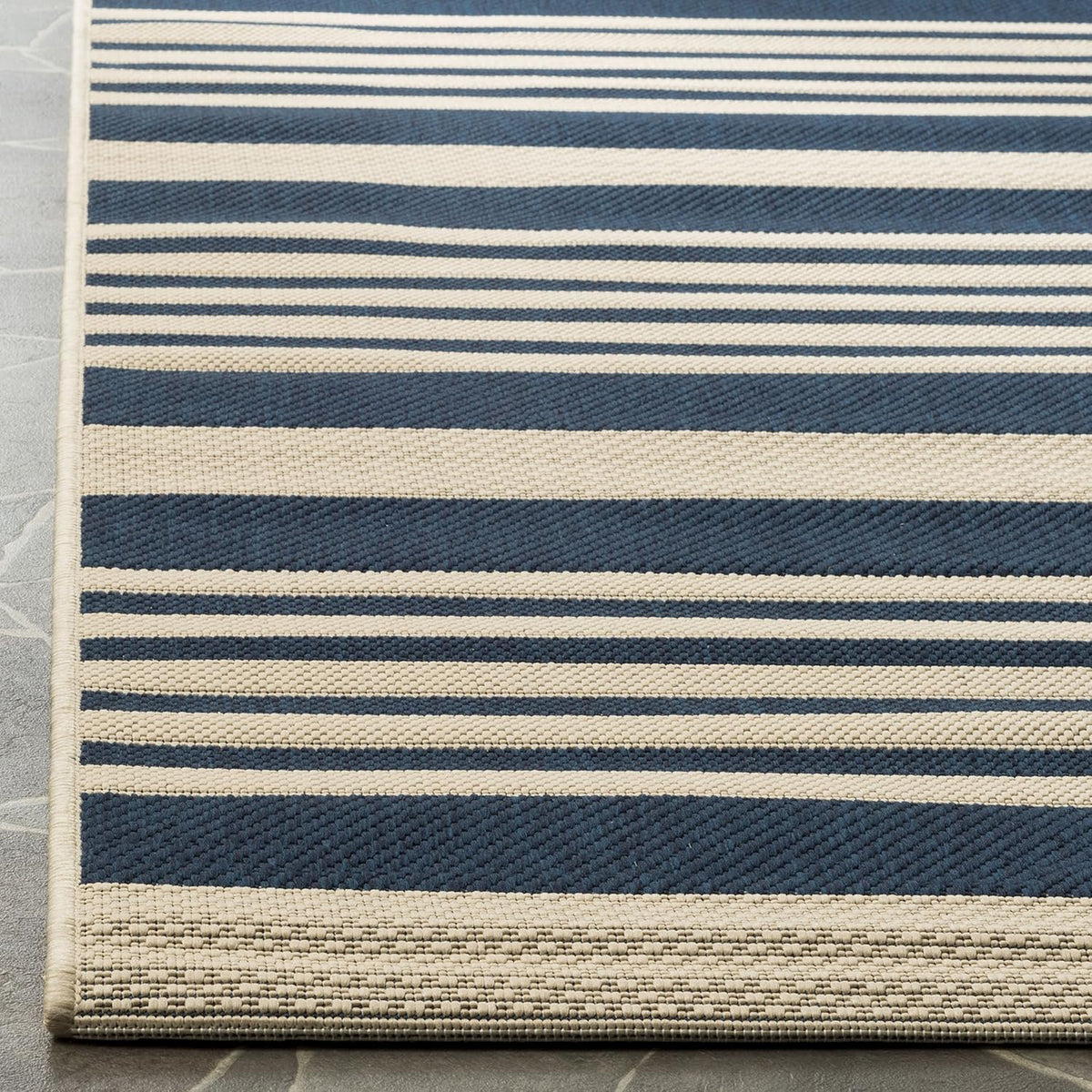 SAFAVIEH Courtyard Collection 8' x 10' Navy/Beige CY6062 Stripe Indoor/ Outside Waterproof Easy cleansingPatio Backyard Mudroom Area Mat