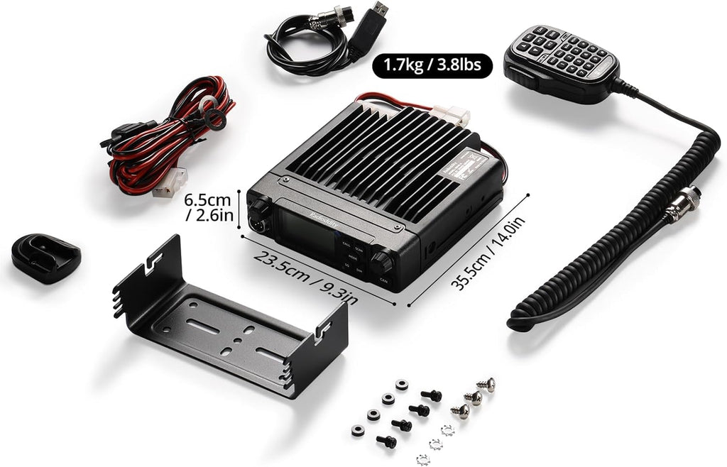 Radioddity DB40-G GMRS Mobile Radio, 40W Long Range Repeater-Capable Two Way Radio with Dual Display, VOX, 169 Channels, UHF RX, for Off-Road, Vehicle Communication