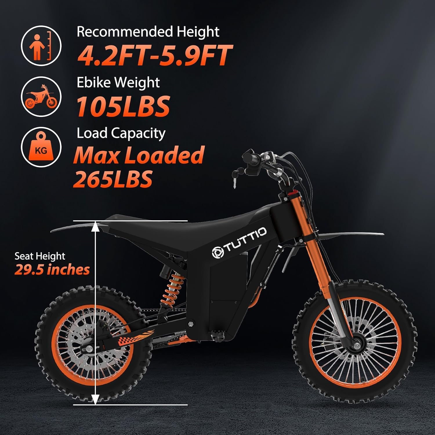 Tuttio Soleil01 Electric-Dirt-Bike for Teens Adults, 14"/12" Fat Tire 2000W 37MPH Electric-Motorcycle with 48V 21AH Battery Ebike 200NM Hydraulic Brakes Mountain Off-Road EBike