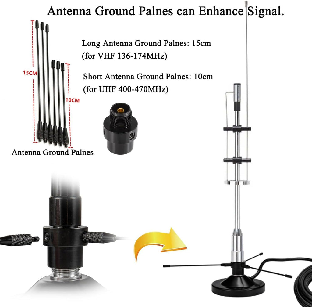2m 70cm GMRS Antenna, Outdoor Indoor Desktop Police Scanner Antenna for House, 25-3000Mhz VHF UHF FM CB GMRS ADSB for SDR/Air FM Receiver/ADSB Flightaware,16.4ft Cable BNC SMA SO239 Magnetic Base
